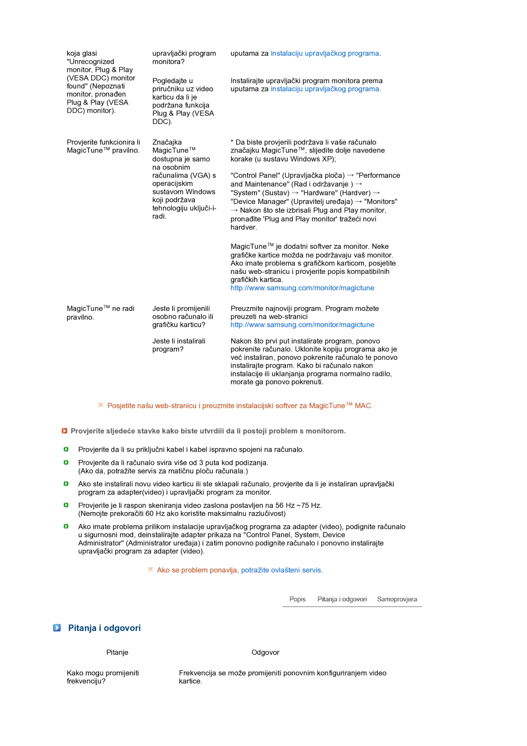 Samsung LS27HUBCB/EDC manual Pitanja i odgovori, Uputama za instalaciju upravljačkog programa 