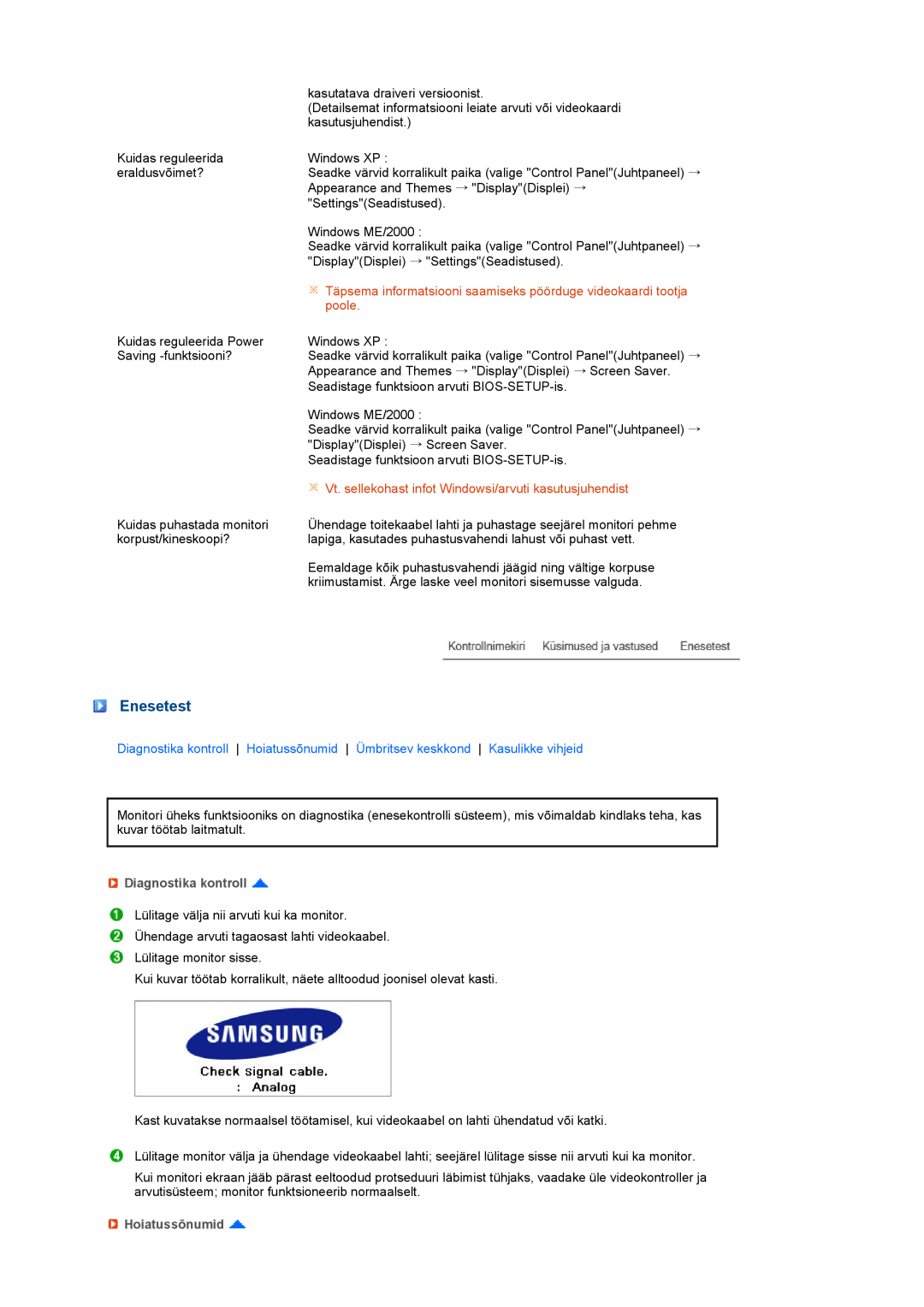 Samsung LS27HUBCB/EDC Enesetest, Täpsema informatsiooni saamiseks pöörduge videokaardi tootja, poole, Diagnostika kontroll 