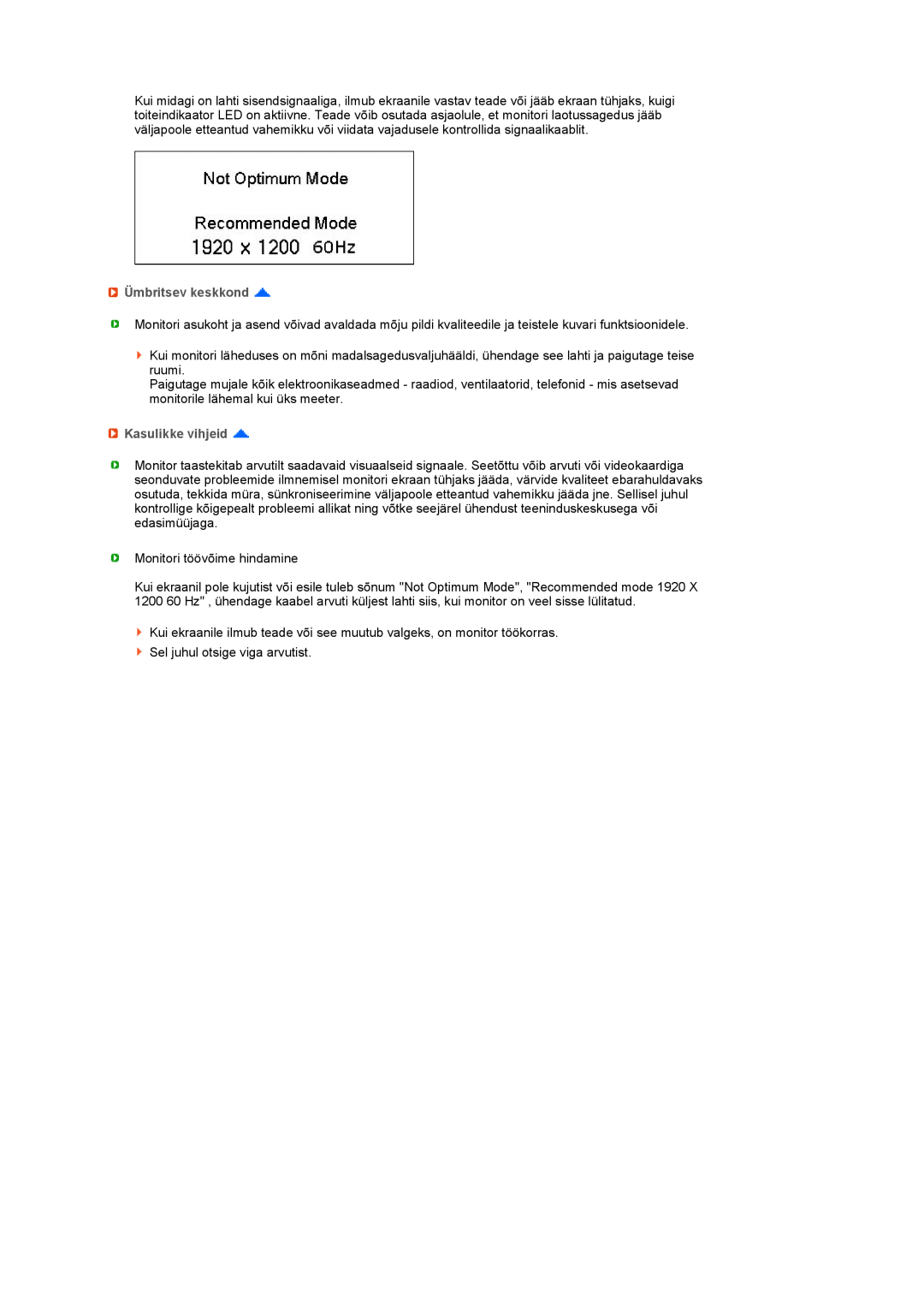 Samsung LS27HUBCB/EDC manual Ümbritsev keskkond, Kasulikke vihjeid 