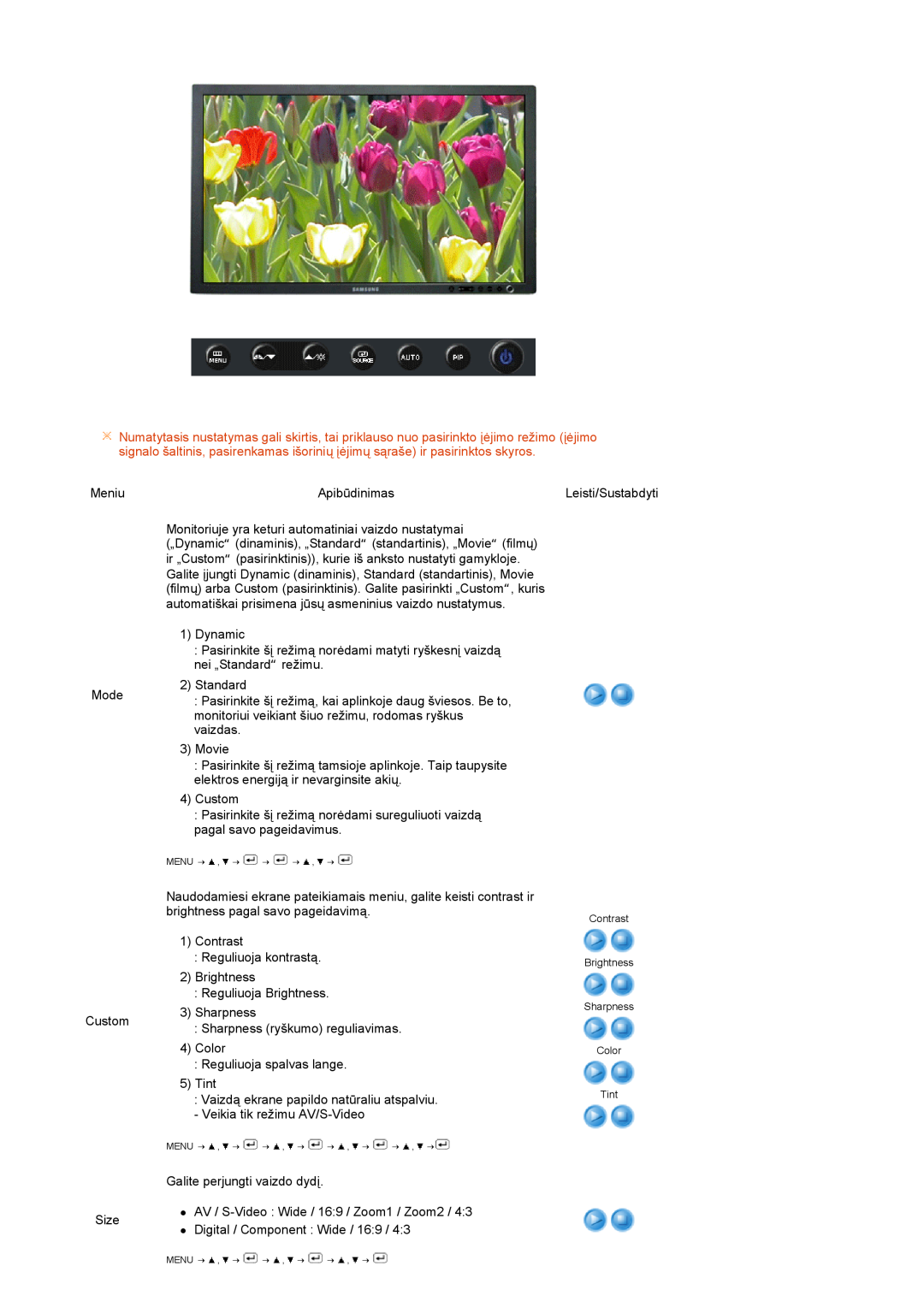 Samsung LS27HUBCB/EDC manual Meniu Mode 