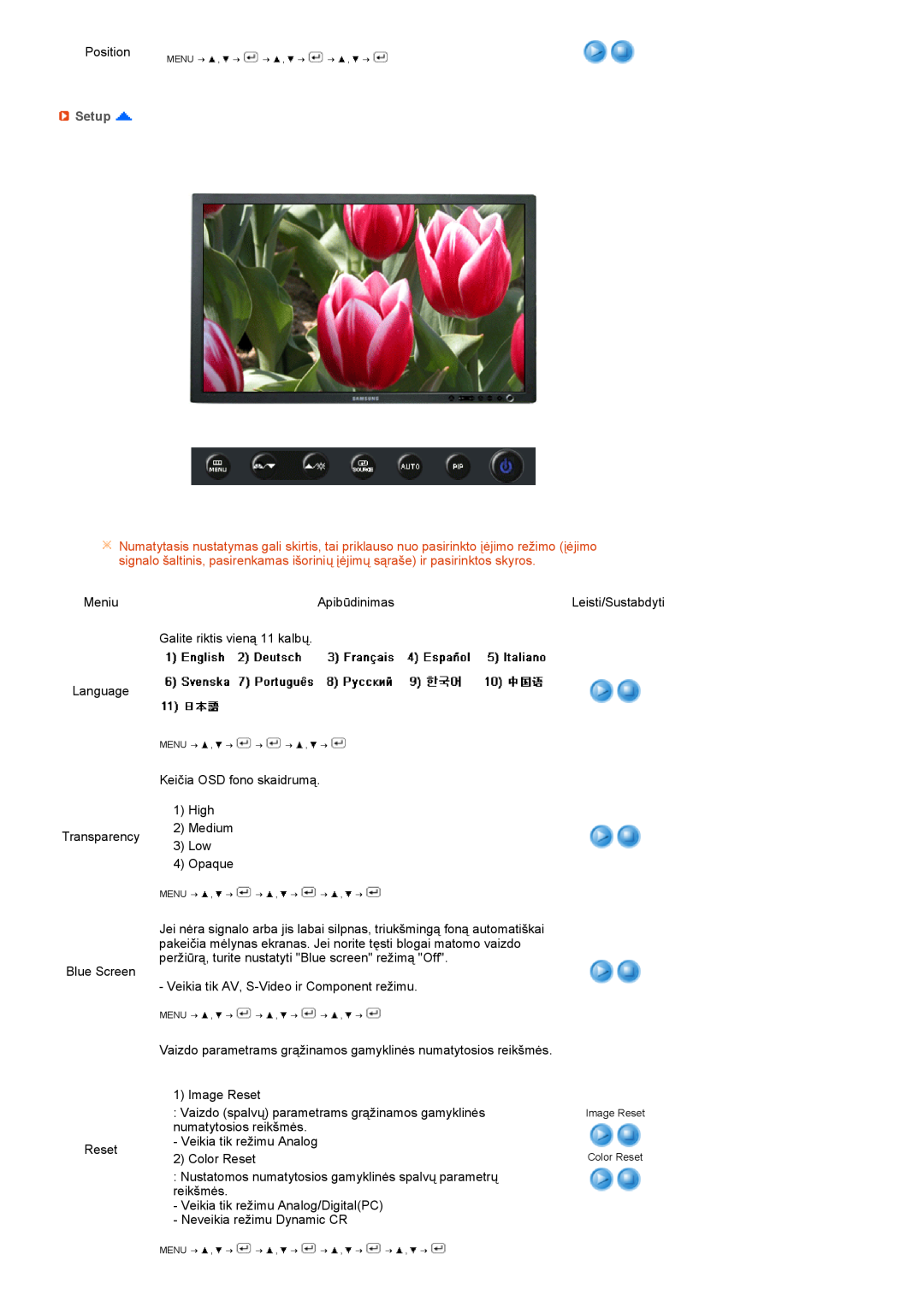 Samsung LS27HUBCB/EDC manual Setup, Image Reset Color Reset 
