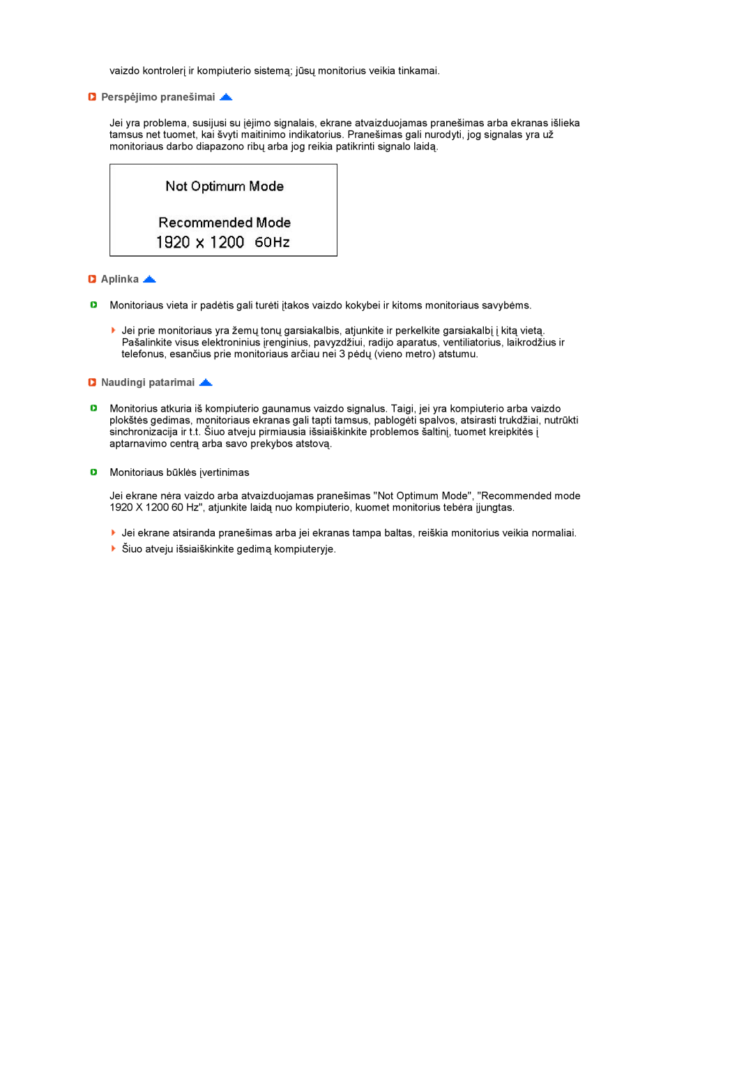 Samsung LS27HUBCB/EDC manual Perspėjimo pranešimai, Aplinka, Naudingi patarimai 