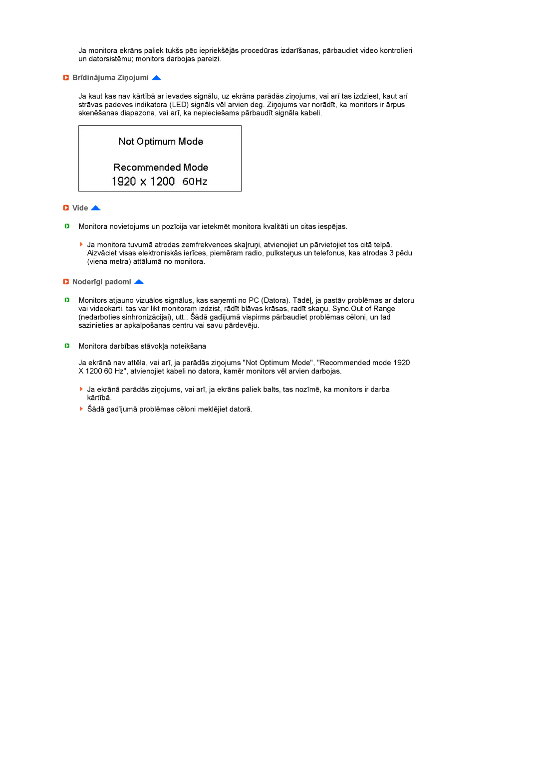 Samsung LS27HUBCB/EDC manual Brīdinājuma Ziņojumi, Vide, Noderīgi padomi 