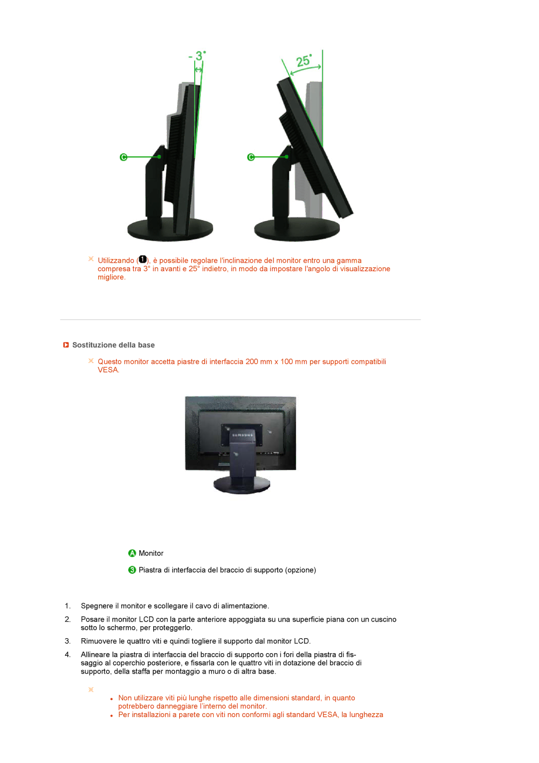 Samsung LS27HUCCB/EDC, LS27HUCCBS/EDC manual Sostituzione della base 