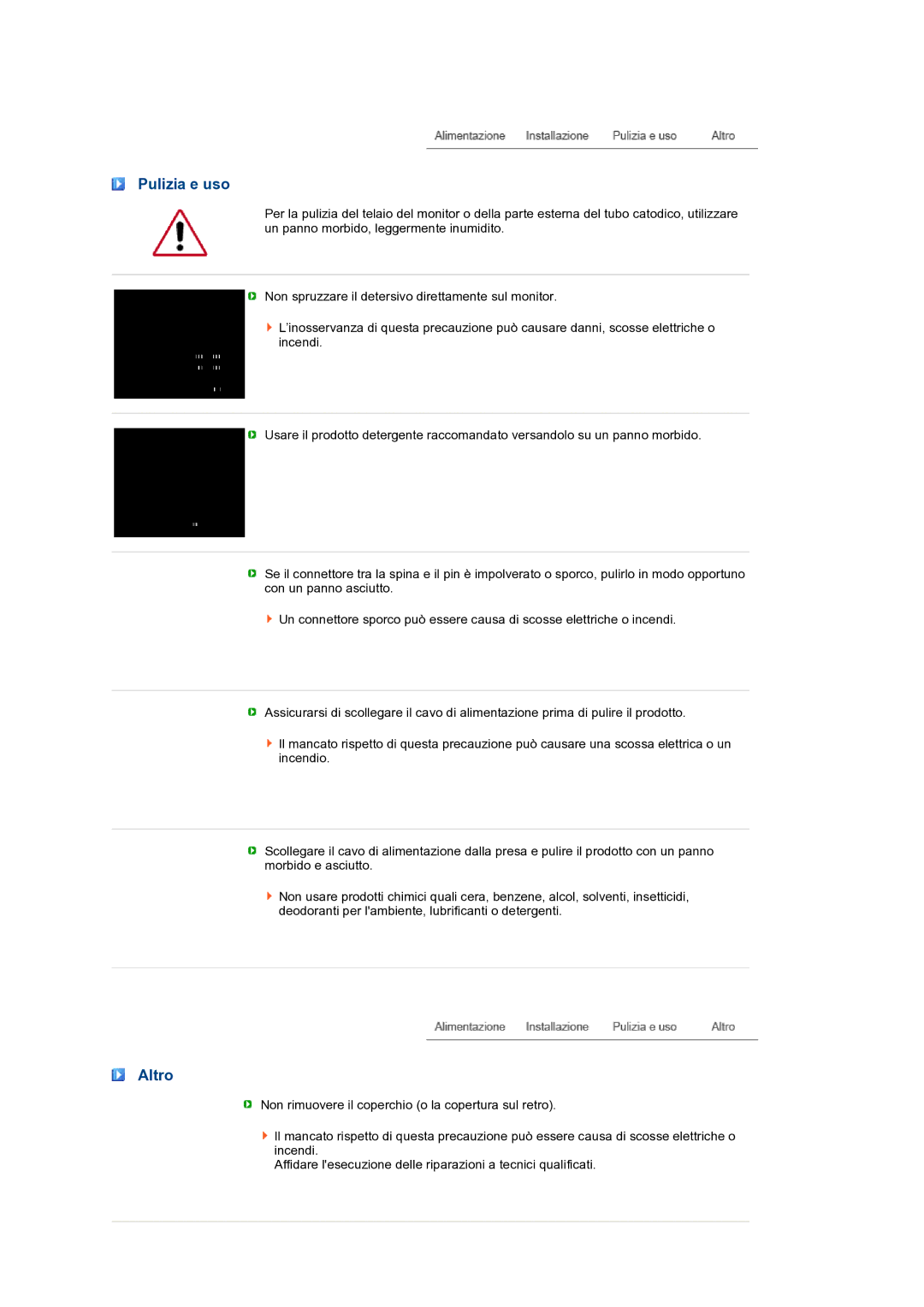 Samsung LS27HUCCB/EDC, LS27HUCCBS/EDC manual Pulizia e uso, Altro 