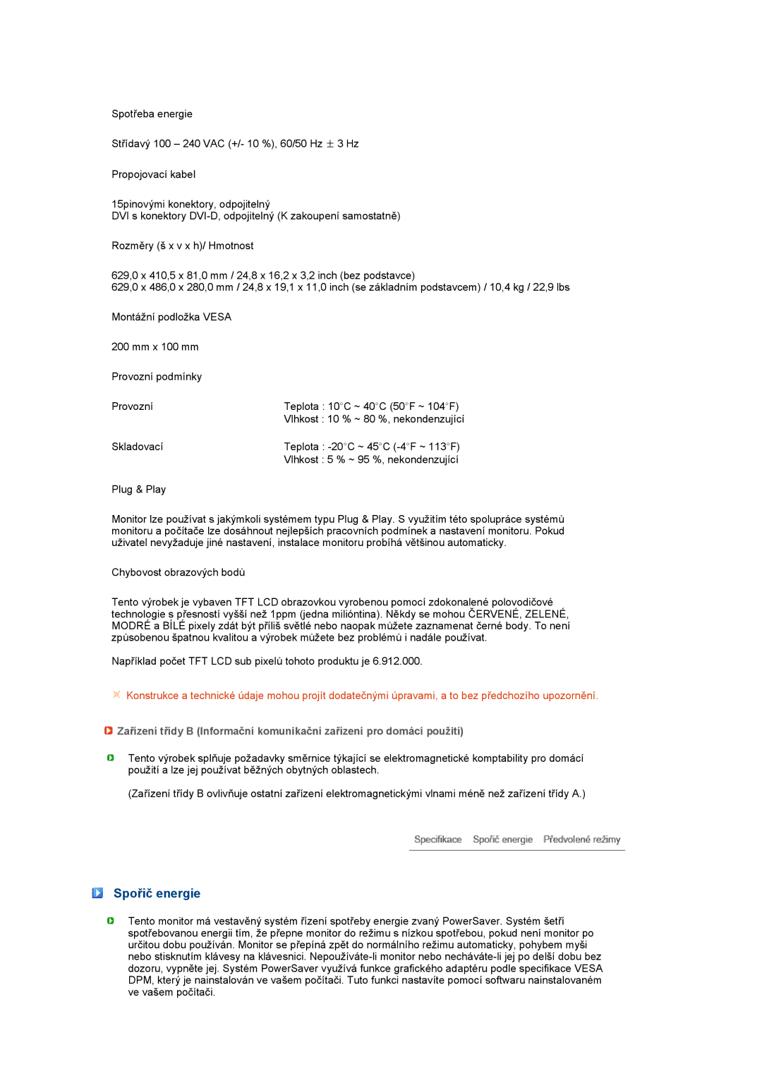 Samsung LS27HUCCB/EDC, LS27HUCCBS/EDC manual Spořič energie 