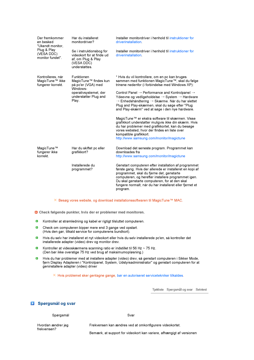 Samsung LS27HUCCB/EDC manual Spørgsmål og svar, Driverinstallation, Vesa DDC 