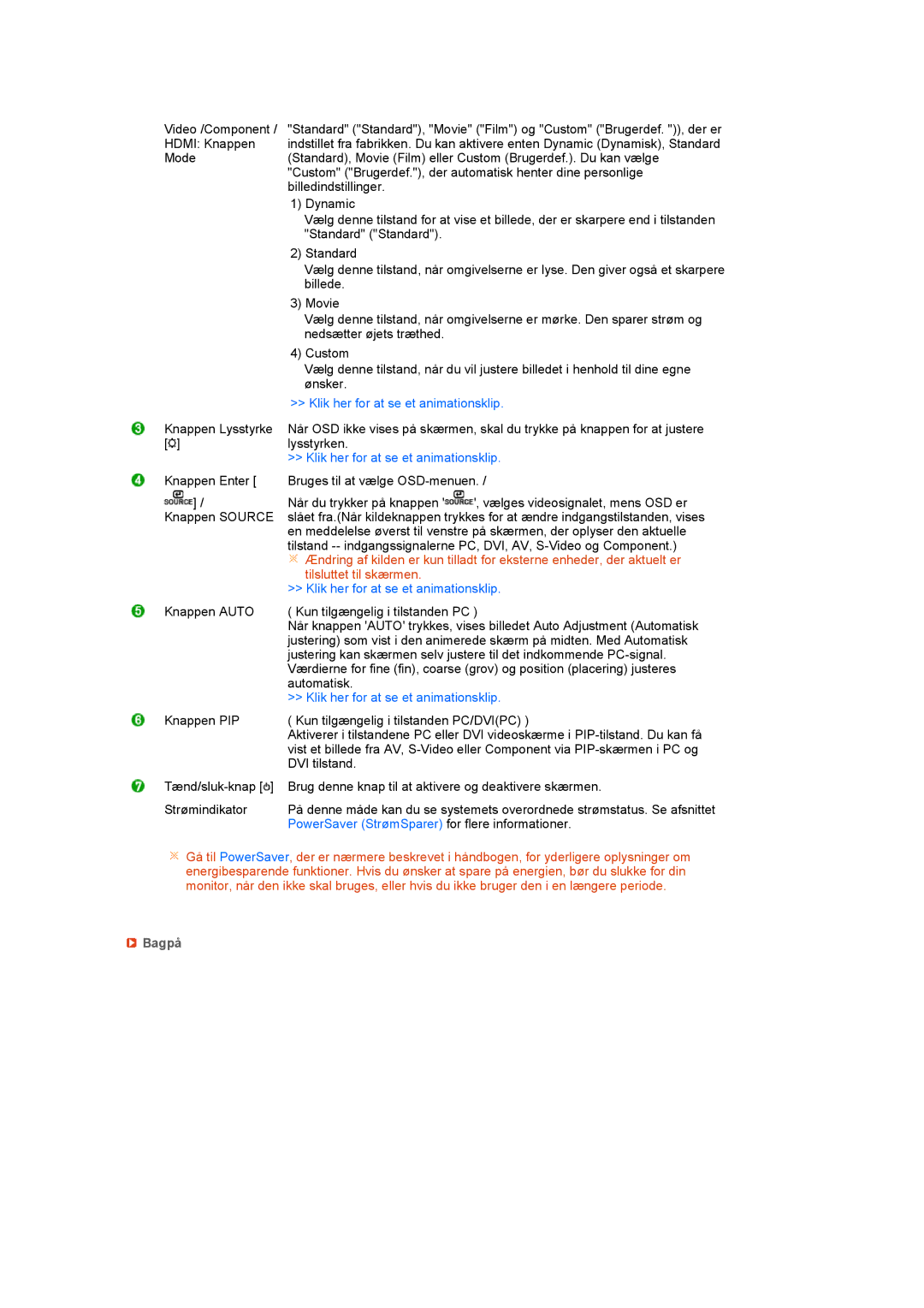 Samsung LS27HUCCB/EDC manual PowerSaver StrømSparer for flere informationer, Bagpå 