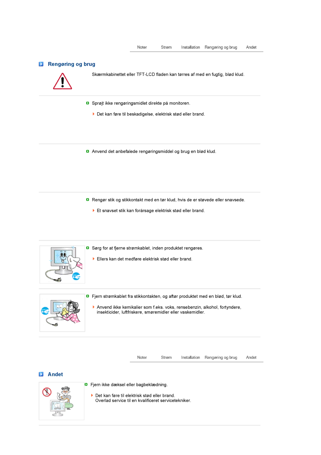 Samsung LS27HUCCB/EDC manual Rengøring og brug, Andet 