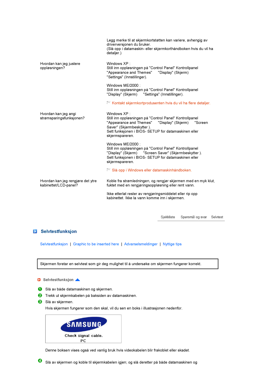 Samsung LS27HUCCB/EDC manual Selvtestfunksjon 