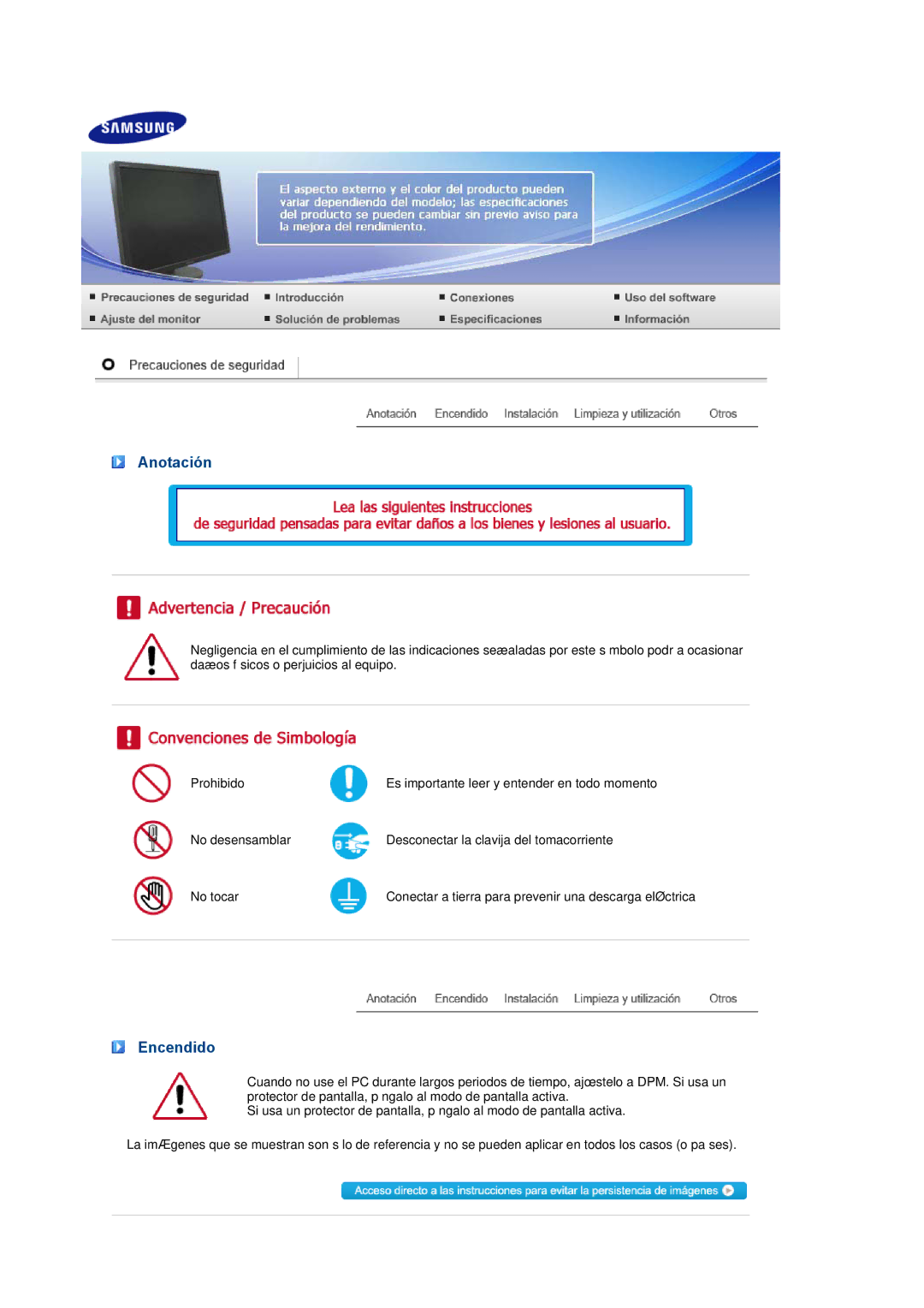 Samsung LS27HUCCB/EDC manual Anotación, Encendido 