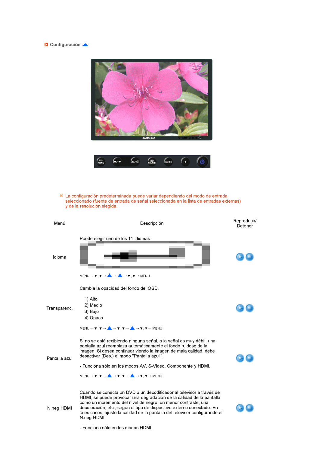 Samsung LS27HUCCB/EDC manual Configuración 