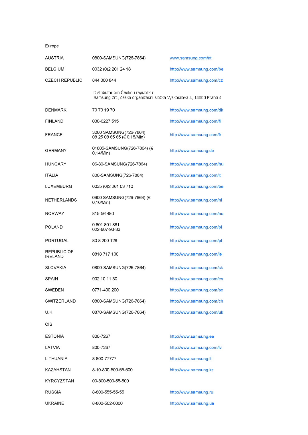 Samsung LS27HUCCB/EDC Austria, Belgium, Czech Republic, Denmark, Finland, France, Germany, Hungary, Italia, Luxemburg 