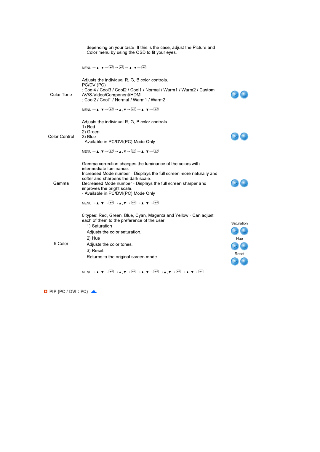 Samsung LS27HUCCS/EDC, LS27HUCCB/EDC, LS27HUCCBS/EDC, LS27HUCCB7/CI, LS27HUCCSZEDC, LS27HUCCBSEDC manual Pip Pc / Dvi Pc 