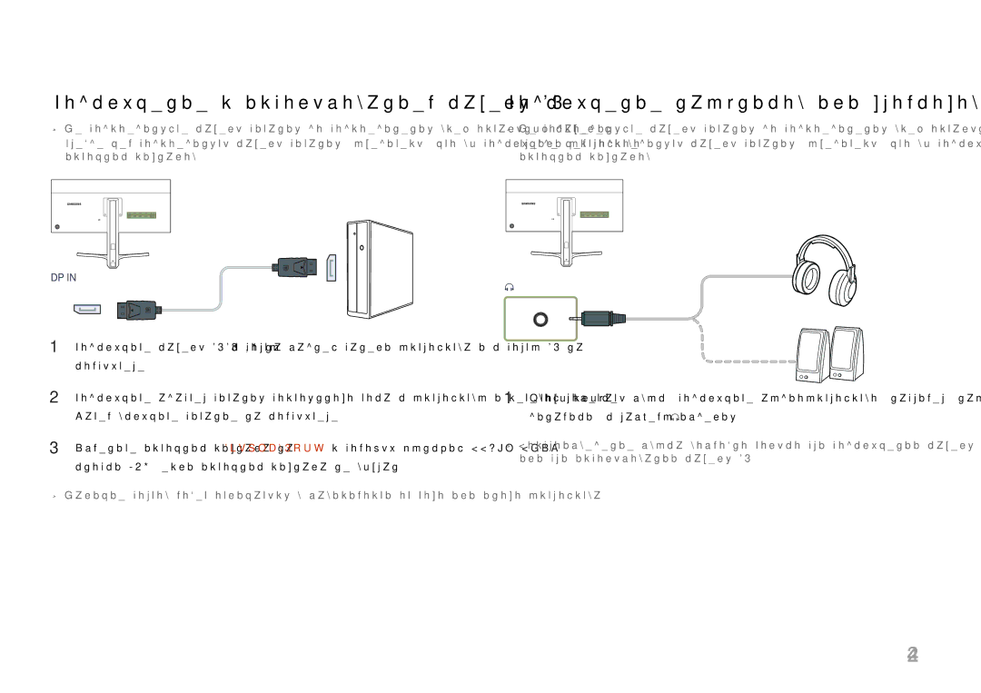 Samsung LS29E790CNS/EN Подключение с использованием кабеля DP, Подключение наушников или громкоговорителей, Компьютере 