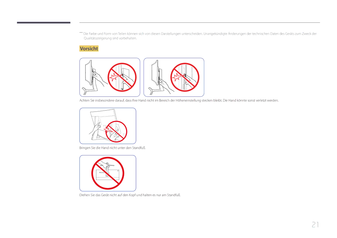 Samsung LS29E790CNS/EN manual Vorsicht 