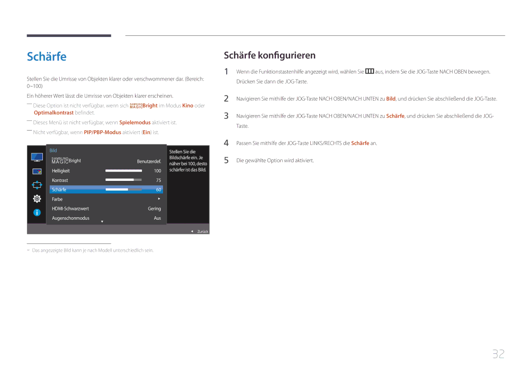 Samsung LS29E790CNS/EN manual Schärfe konfigurieren, Gering Aus 