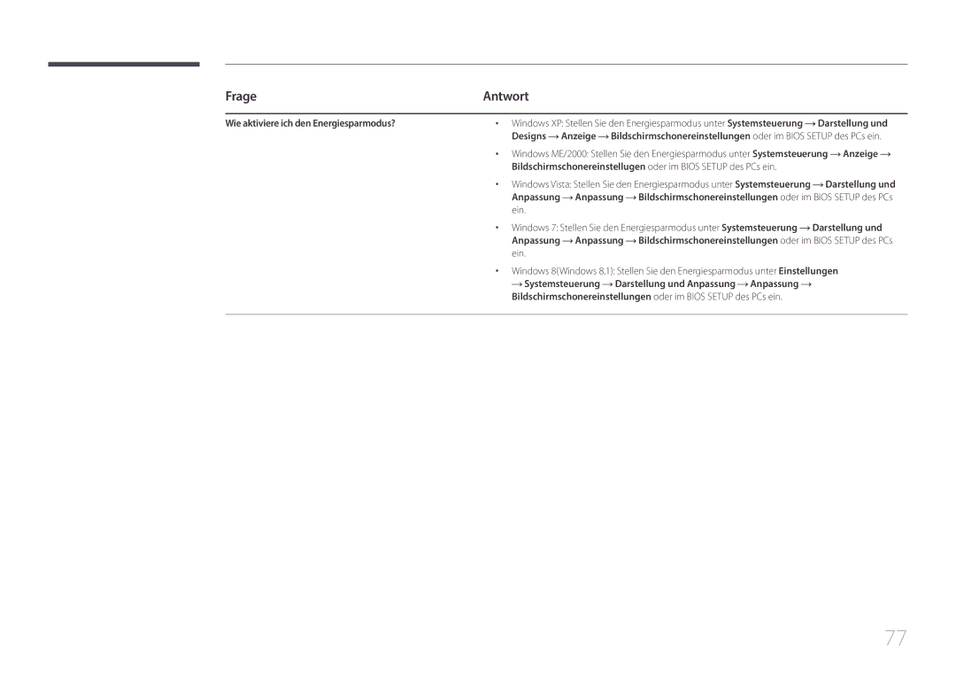 Samsung LS29E790CNS/EN manual Frage, Wie aktiviere ich den Energiesparmodus? 