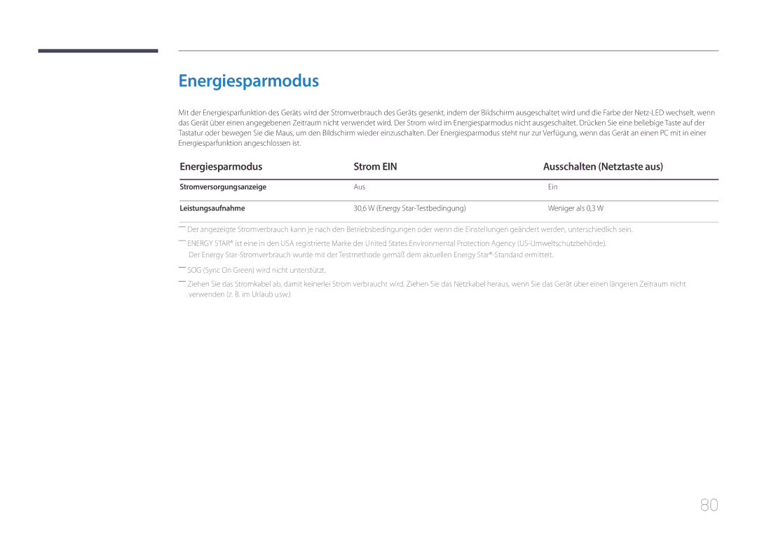 Samsung LS29E790CNS/EN manual Energiesparmodus Strom EIN Ausschalten Netztaste aus, Stromversorgungsanzeige 