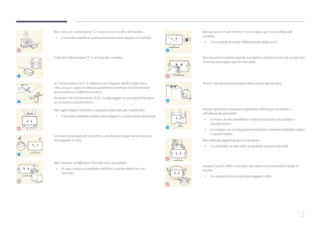 Samsung LS29E790CNS/EN manual Provocandone il malfunzionamento, Su un tavolo o sul pavimento, Causare lesioni 