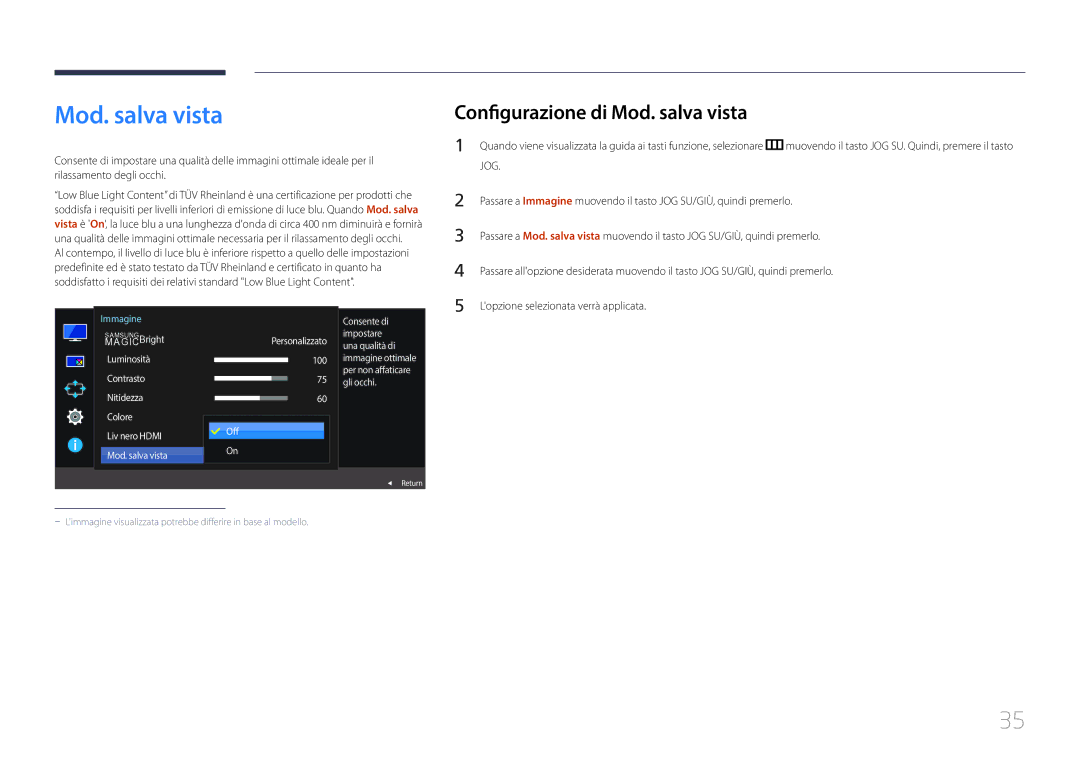 Samsung LS29E790CNS/EN manual Configurazione di Mod. salva vista 