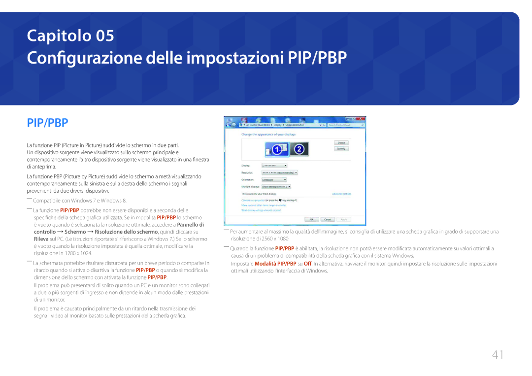 Samsung LS29E790CNS/EN manual Configurazione delle impostazioni PIP/PBP, Pip/Pbp 