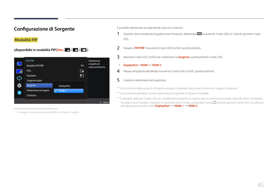 Samsung LS29E790CNS/EN manual Configurazione di Sorgente, Possibile selezionare la sorgente per ciascuno schermo 