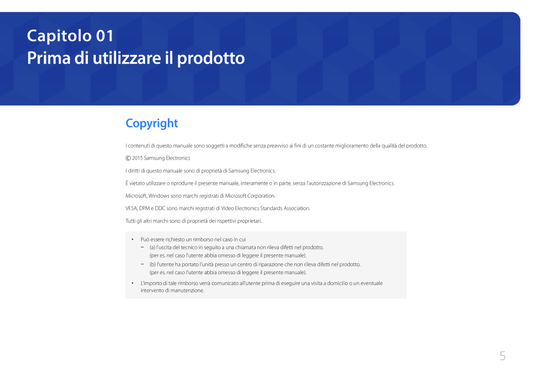 Samsung LS29E790CNS/EN manual Prima di utilizzare il prodotto, Copyright, Può essere richiesto un rimborso nel caso in cui 