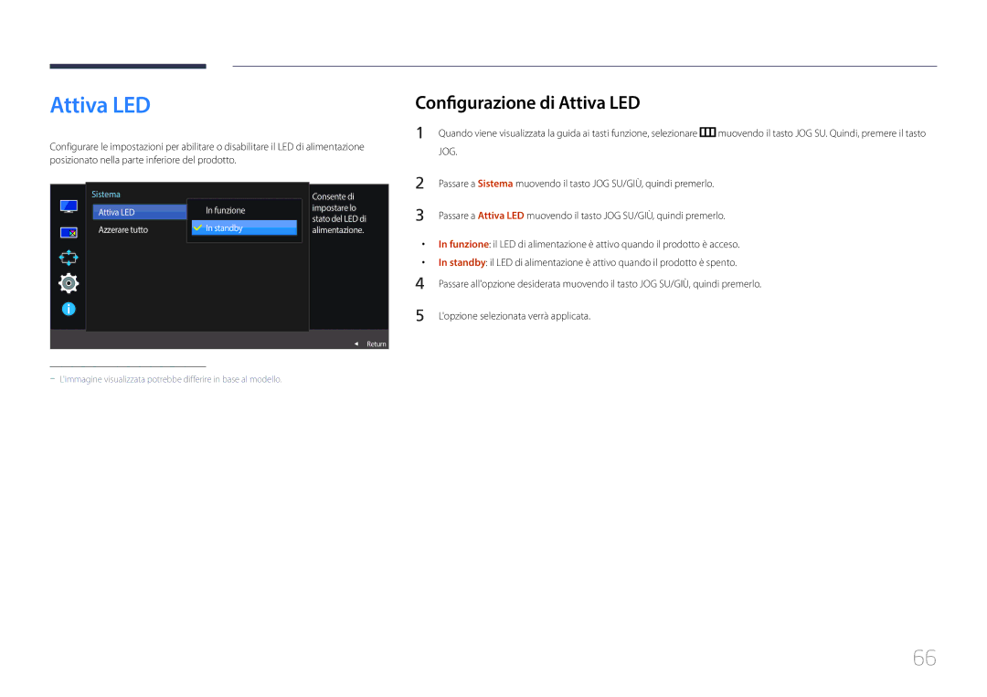 Samsung LS29E790CNS/EN manual Configurazione di Attiva LED 