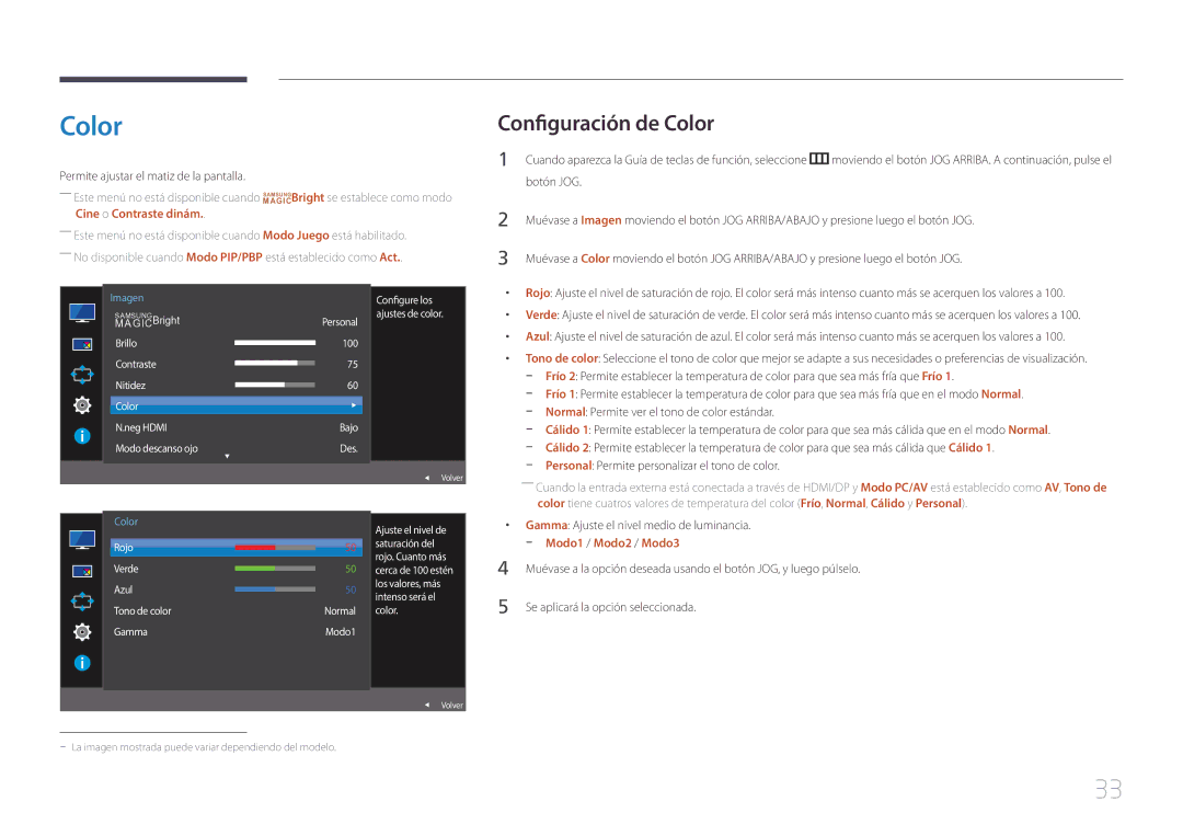 Samsung LS29E790CNS/EN manual Configuración de Color, Gamma Ajuste el nivel medio de luminancia 