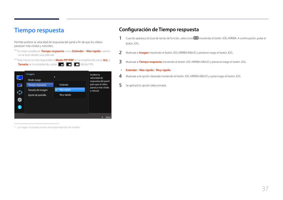 Samsung LS29E790CNS/EN manual Configuración de Tiempo respuesta, Muy rápido 