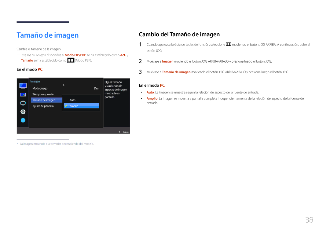 Samsung LS29E790CNS/EN manual Cambio del Tamaño de imagen, Cambie el tamaño de la imagen, Auto Amplio 