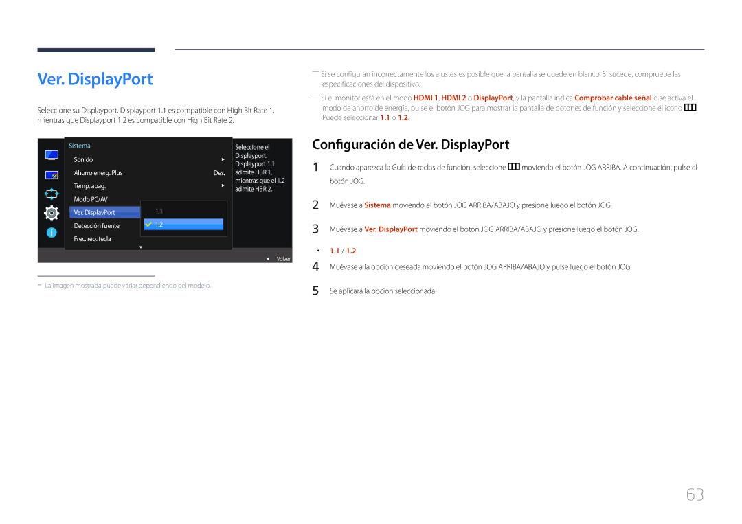 Samsung LS29E790CNS/EN manual Configuración de Ver. DisplayPort 