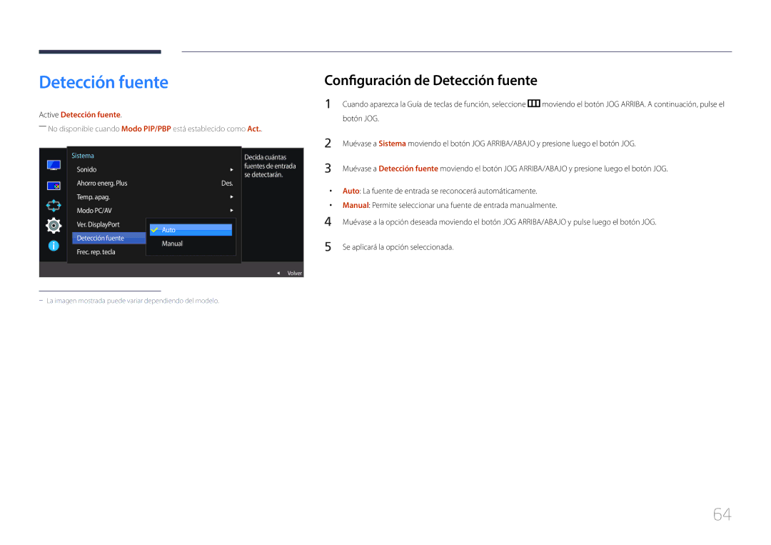 Samsung LS29E790CNS/EN manual Configuración de Detección fuente, Des Auto Manual 