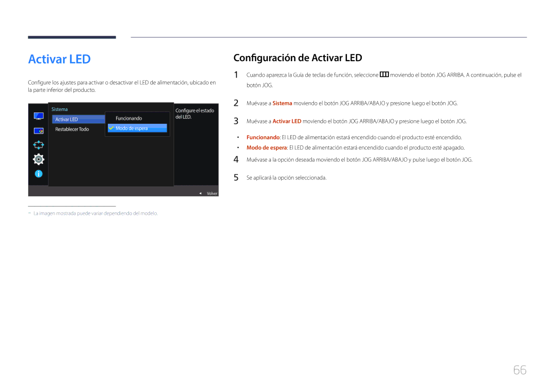 Samsung LS29E790CNS/EN manual Configuración de Activar LED 