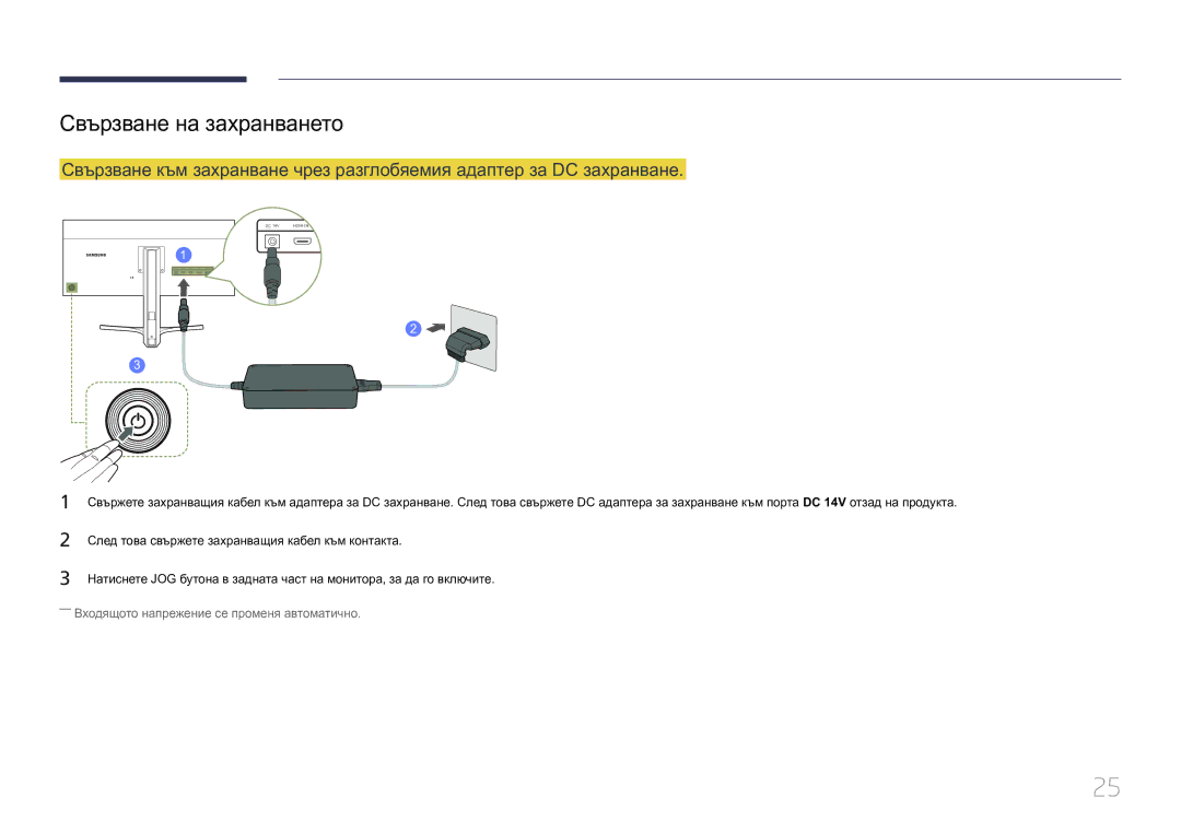 Samsung LS29E790CNS/EN manual Свързване на захранването, След това свържете захранващия кабел към контакта 