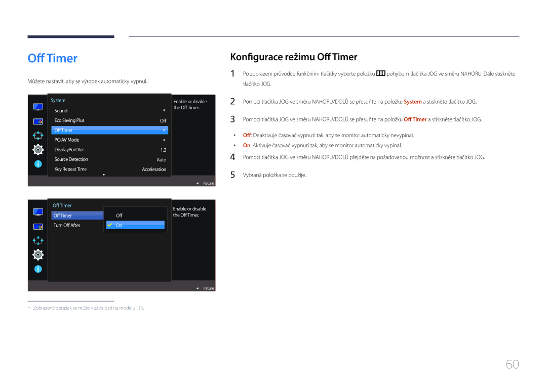 Samsung LS29E790CNS/EN manual Konfigurace režimu Off Timer, Můžete nastavit, aby se výrobek automaticky vypnul 