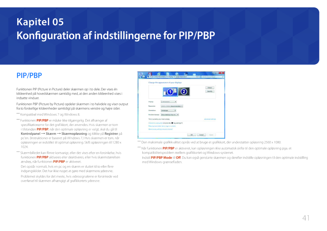 Samsung LS29E790CNS/EN manual Konfiguration af indstillingerne for PIP/PBP, Pip/Pbp 