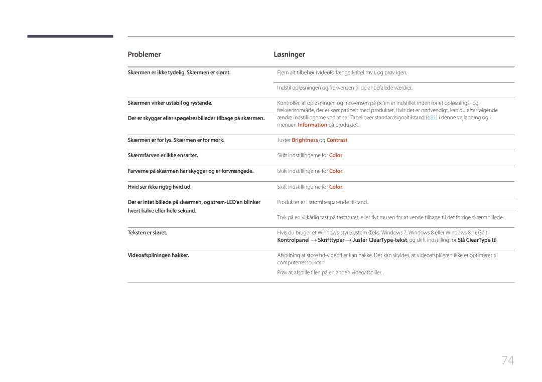 Samsung LS29E790CNS/EN manual Juster Brightness og Contrast, Skift indstillingerne for Color, Computerressourcen 