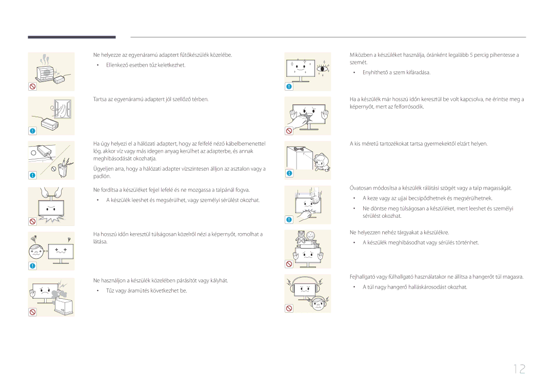 Samsung LS29E790CNS/EN manual Meghibásodását okozhatja, Padlón, Túl nagy hangerő halláskárosodást okozhat 