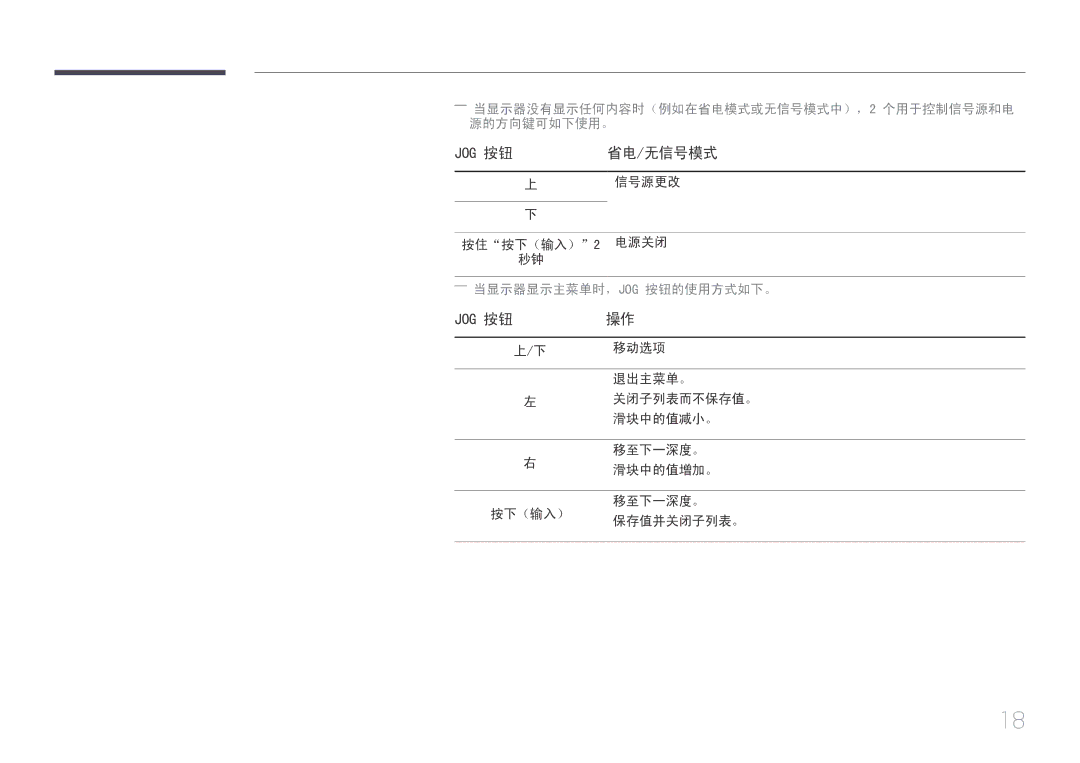 Samsung LS29E790CNS/EN manual Jog 按钮 