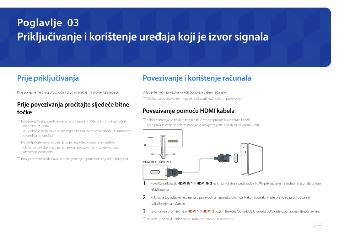 Samsung LS29E790CNS/EN manual Priključivanje i korištenje uređaja koji je izvor signala, Prije priključivanja 