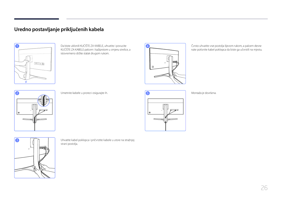 Samsung LS29E790CNS/EN manual Uredno postavljanje priključenih kabela, Strani postolja 