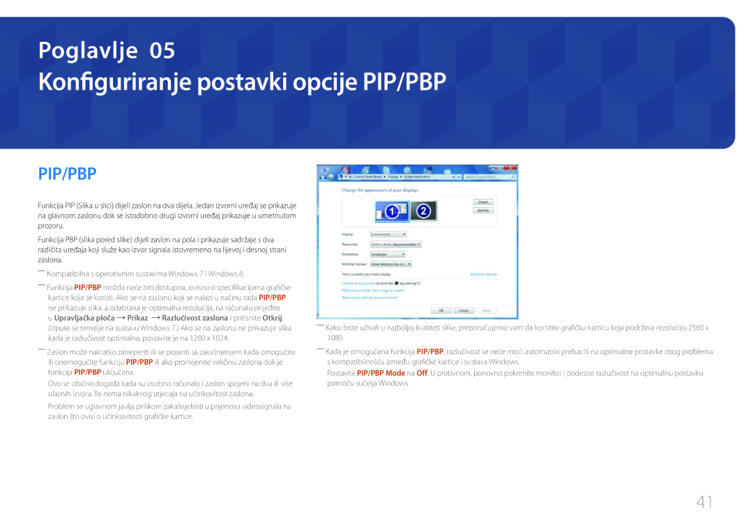 Samsung LS29E790CNS/EN manual Konfiguriranje postavki opcije PIP/PBP, Pip/Pbp 