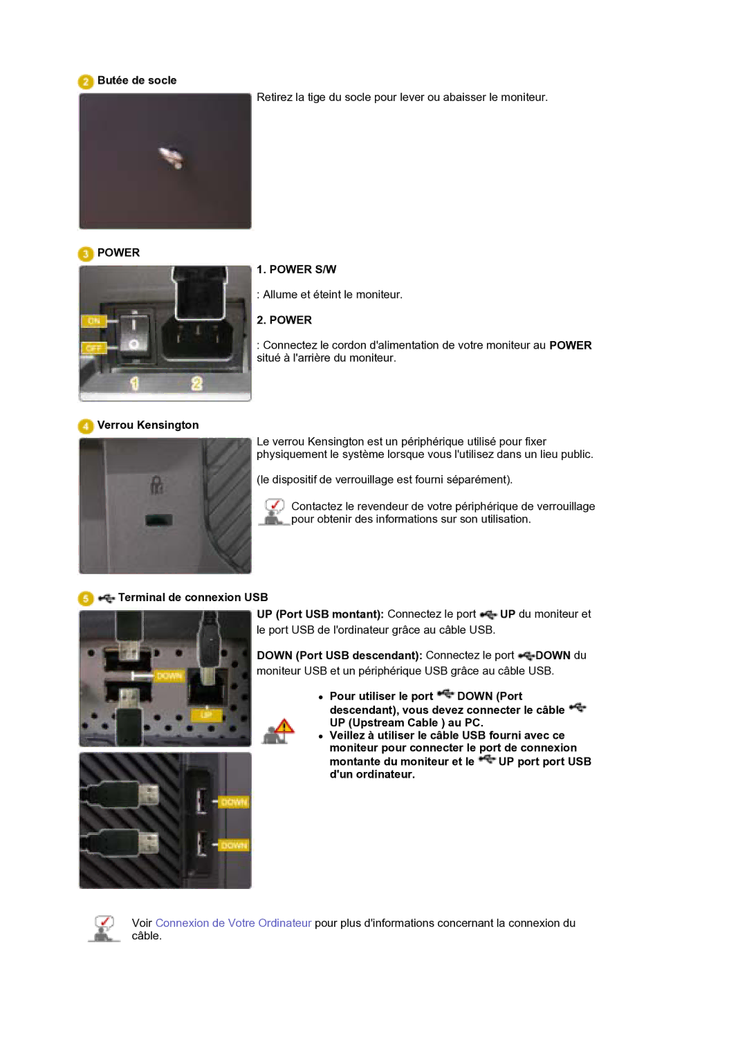 Samsung LS30EDDLB/EDC manual Butée de socle, Verrou Kensington 