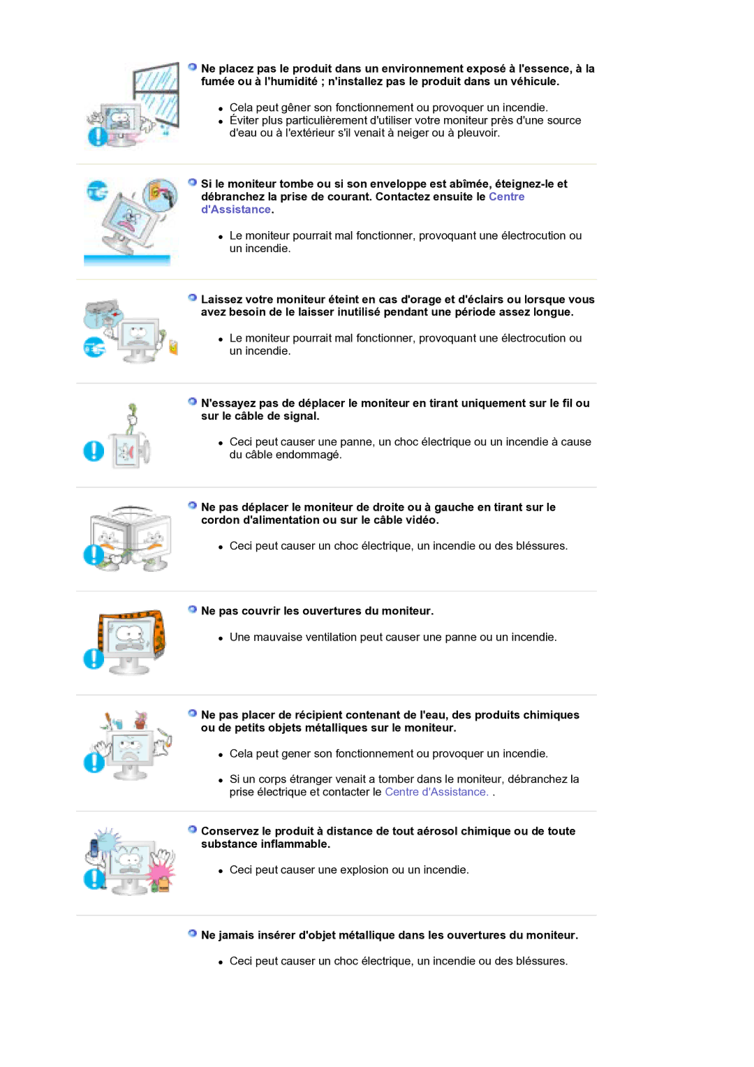 Samsung LS30EDDLB/EDC manual Ne pas couvrir les ouvertures du moniteur 