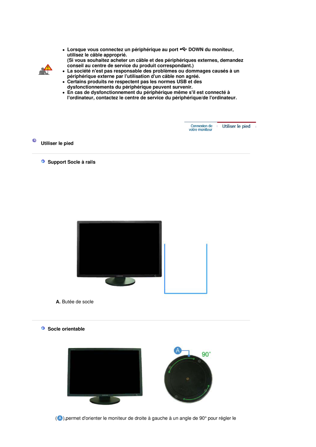 Samsung LS30HUBCB/EDC manual Socle orientable 