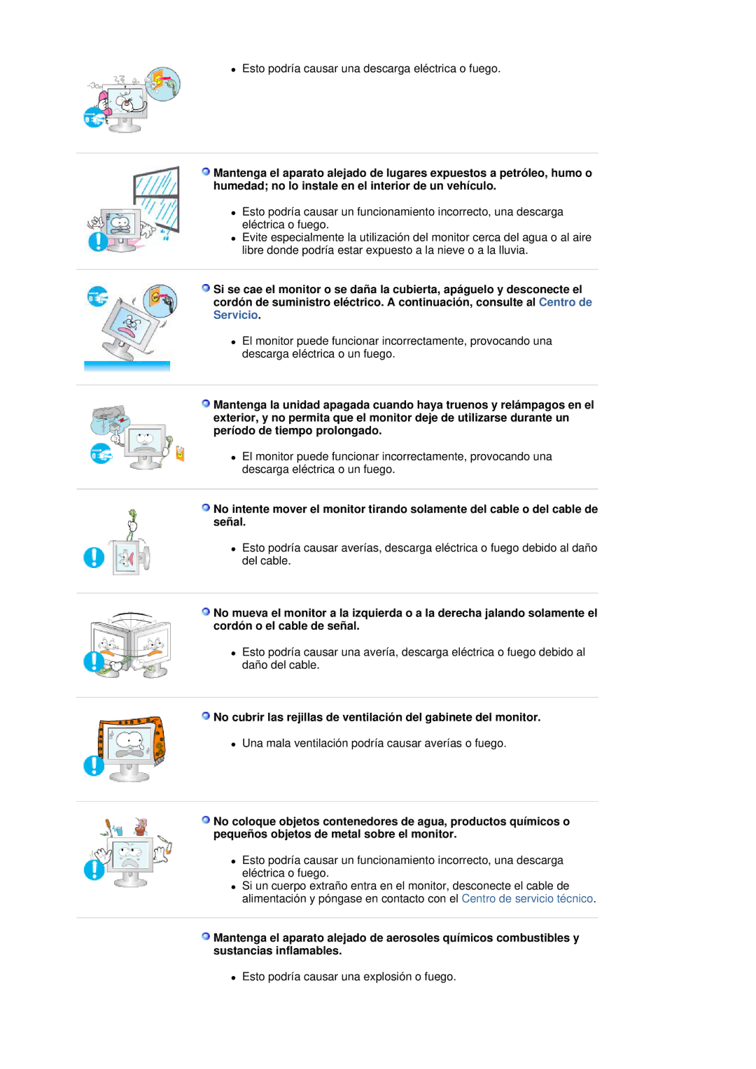 Samsung LS30HUBCB/EDC manual Esto podría causar una descarga eléctrica o fuego 