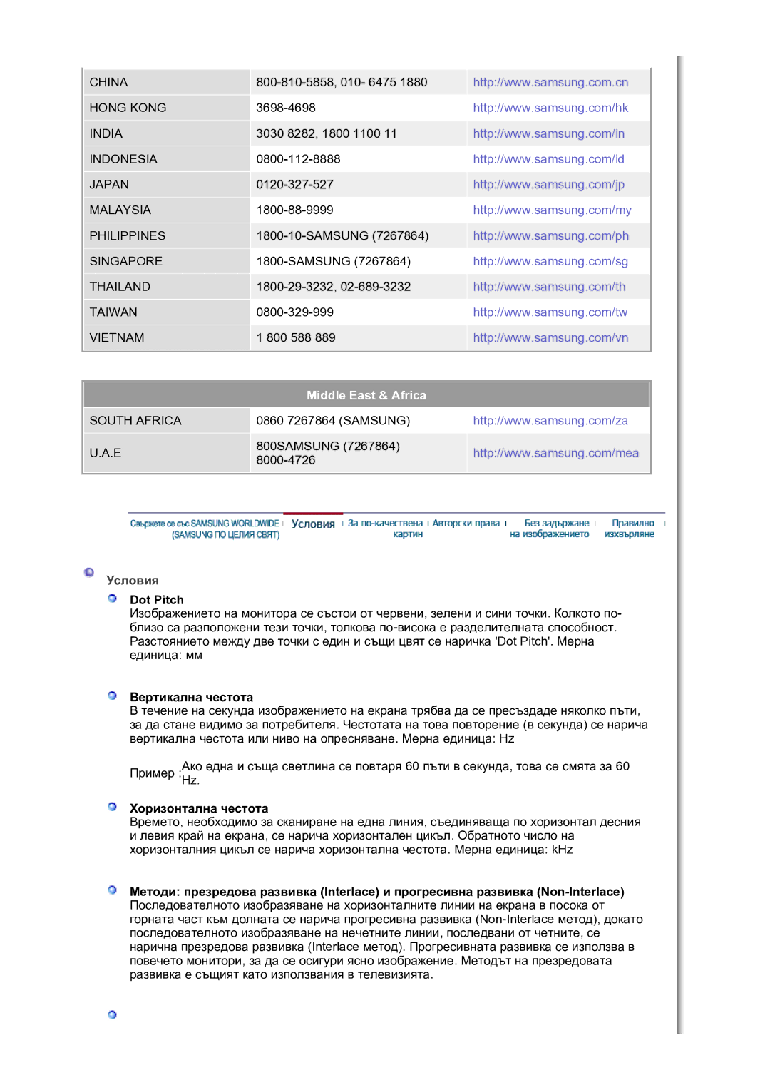 Samsung LS30HUBCB/EDC manual Middle East & Africa 