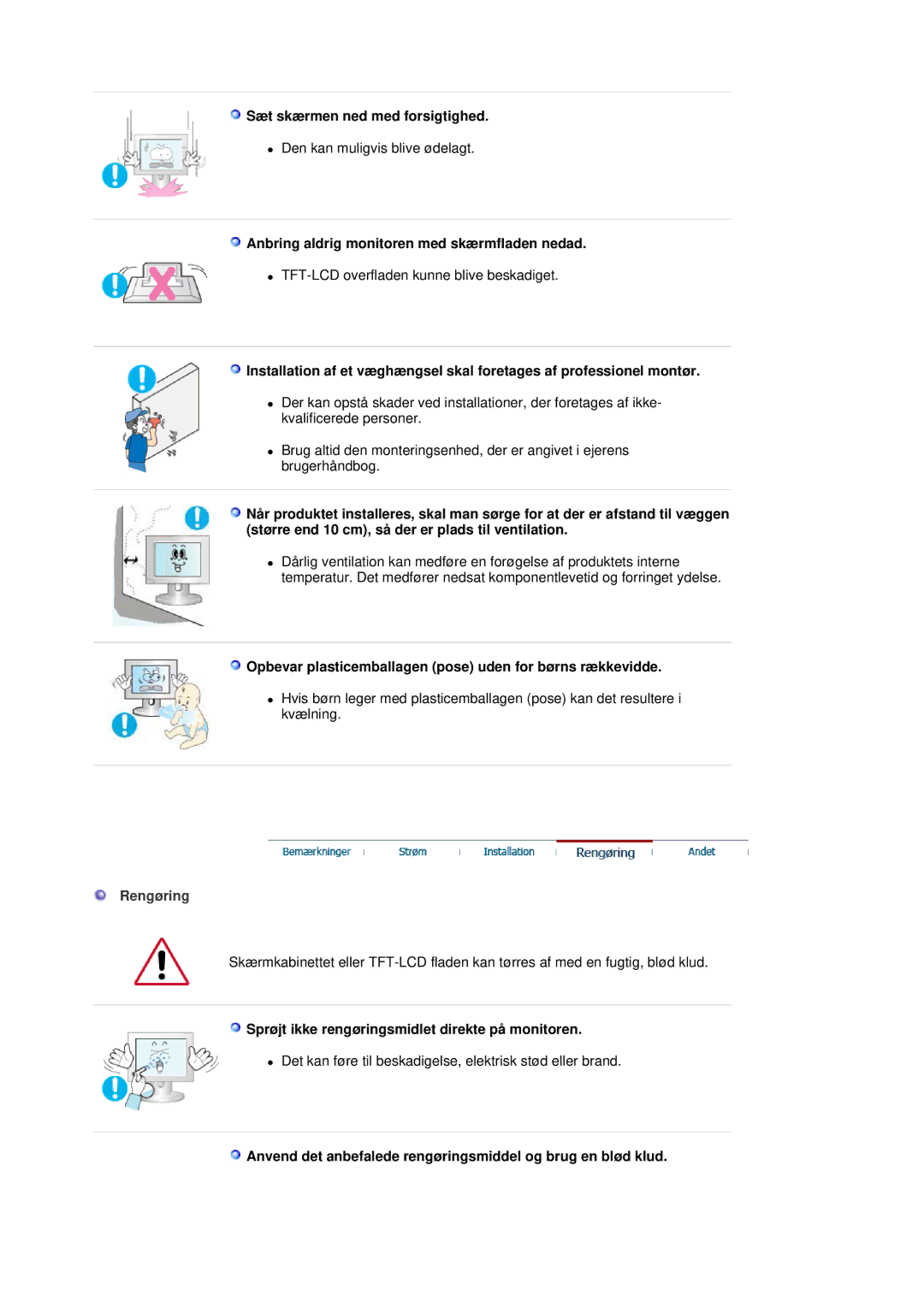 Samsung LS30HUBCB/EDC manual Rengøring 